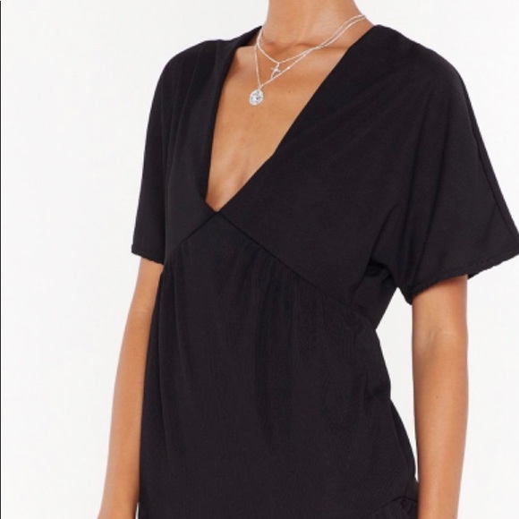 Nasty Gal Black deep V mini dress. US size 6. - Picture 2 of 5